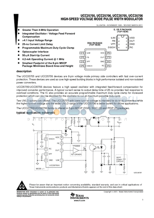 UCC25706D datasheet - HIGH - SPEED VOLTAGE MODE PULSE MODE WIDTH MODULATOR