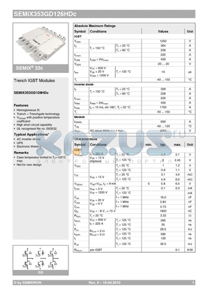 SEMIX353GD126HDC_10 datasheet - Trench IGBT Modules