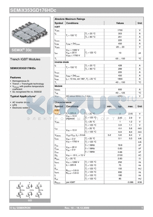 SEMIX353GD176HDC_09 datasheet - Trench IGBT Modules