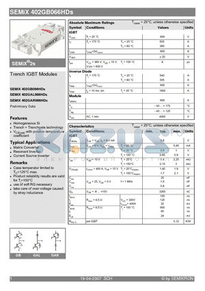 SEMIX402GB066HDS_07 datasheet - Trench IGBT Modules