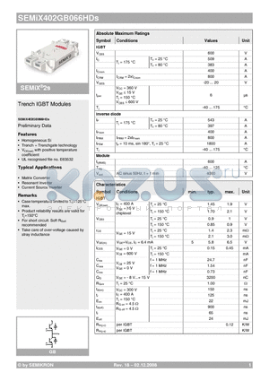 SEMIX402GB066HDS_08 datasheet - Trench IGBT Modules