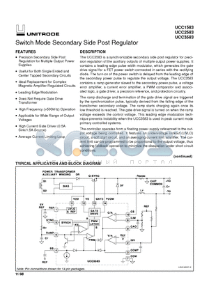 UCC2583 datasheet - Switch Mode Secondary Side Post Regulator