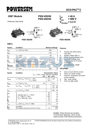 PSSI45D/06 datasheet - IGBT Module