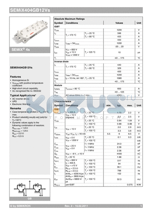 SEMIX404GB12VS datasheet - High short circuit capability