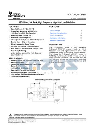 UCC27201 datasheet - 120-V Boot, 3-A Peak, High Frequency, High-Side/Low-Side Driver