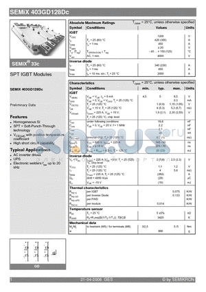 SEMIX403GD128DC_06 datasheet - SPT IGBT Modules