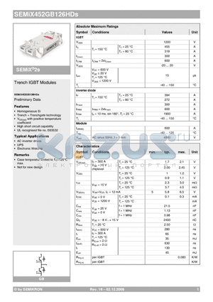 SEMIX452GB126HDS datasheet - Trench IGBT Modules