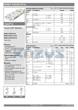 SEMIX453GAL12T4S datasheet - Trench IGBT Modules