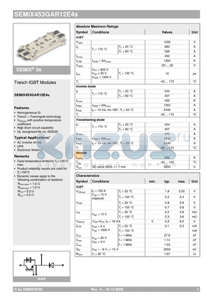 SEMIX453GAR12E4S datasheet - Trench IGBT Modules