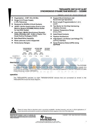 TM2SJ64EPN datasheet - SYNCHRONOUS DYNAMIC RAM MODULES  SODIMM