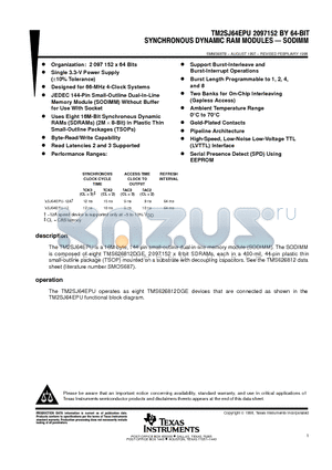 TM2SJ64EPU datasheet - 2097152 BY 64-BIT SYNCHRONOUS DYNAMIC RAM MODULES  SODIMM