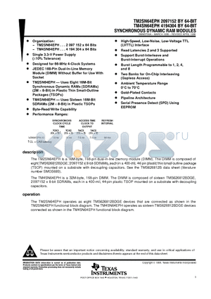 TM2SN64EPH datasheet - SYNCHRONOUS DYNAMIC RAM MODULES