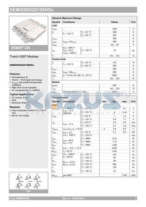 SEMIX503GD126HDC datasheet - Trench IGBT Modules