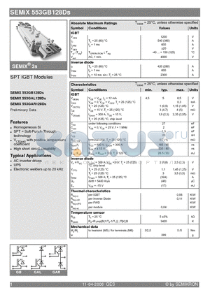 SEMIX553GAL128DS datasheet - SPT IGBT Modules