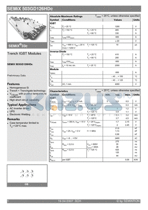 SEMIX503GD126HDC datasheet - Trench IGBT Modules