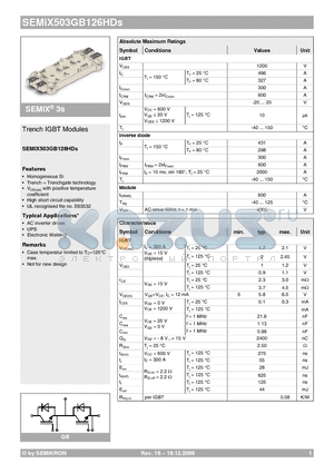 SEMIX503GB126HDS datasheet - Trench IGBT Modules