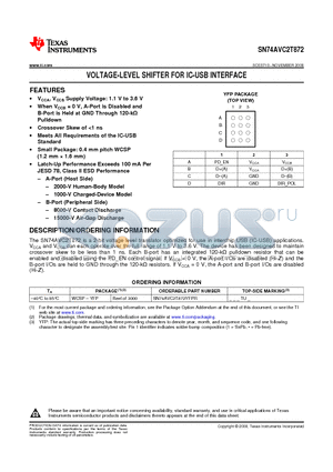 SN74AVC2T872 datasheet - VOLTAGE-LEVEL SHIFTER FOR IC-USB INTERFACE