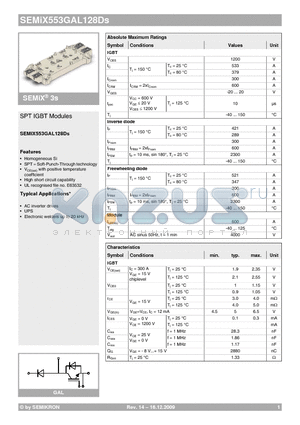 SEMIX553GAL128DS datasheet - SPT IGBT Modules