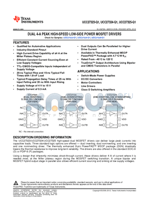 UCC27324-Q1 datasheet - DUAL 4-A PEAK HIGH-SPEED LOW-SIDE POWER MOSFET DRIVERS