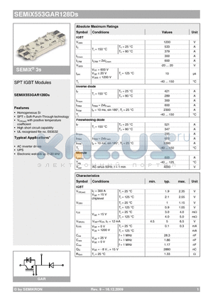 SEMIX553GAR128DS datasheet - SPT IGBT Modules