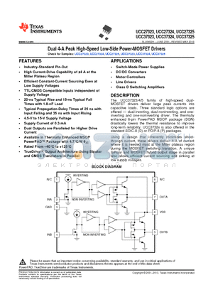 UCC27324DGN datasheet - Dual 4-A Peak High-Speed Low-Side Power-MOSFET Drivers