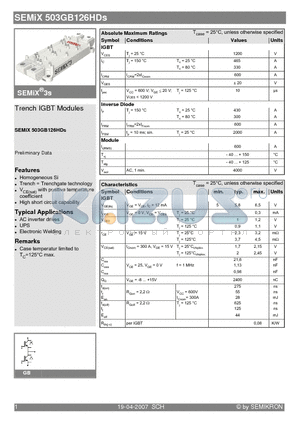 SEMIX503GB126HDS_07 datasheet - Trench IGBT Modules