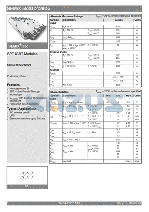 SEMIX553GD128DC datasheet - SPT IGBT Modules