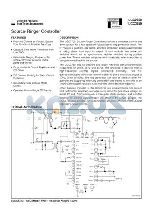 UCC2750DW datasheet - Source Ringer Controller