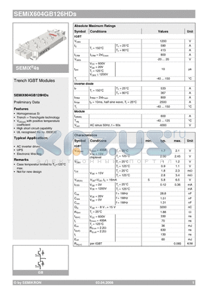 SEMIX604GB126HDS_08 datasheet - Trench IGBT Modules