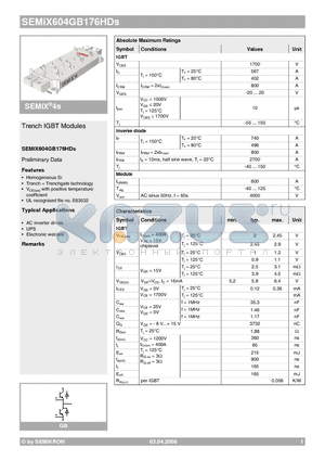 SEMIX604GB176HDS_08 datasheet - Trench IGBT Modules