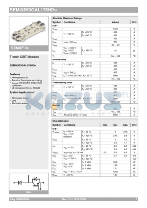 SEMIX653GAL176HDS datasheet - Trench IGBT Modules