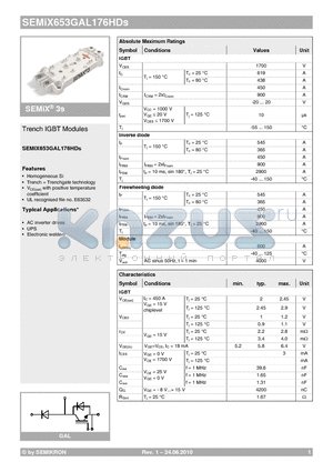SEMIX653GAL176HDS_10 datasheet - Trench IGBT Modules