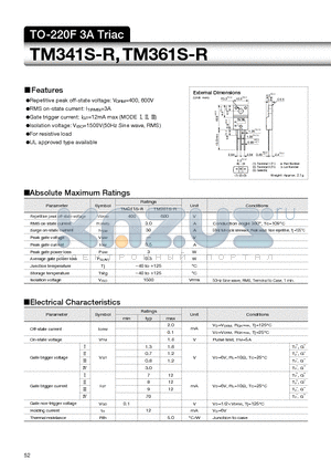 TM361S-R datasheet - TO-220F 3A Triac