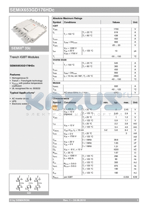 SEMIX653GD176HDC_10 datasheet - Trench IGBT Modules