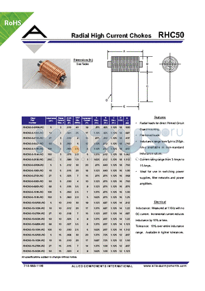 RHC50-10-5R0K-RC datasheet - Radial High Current Chokes