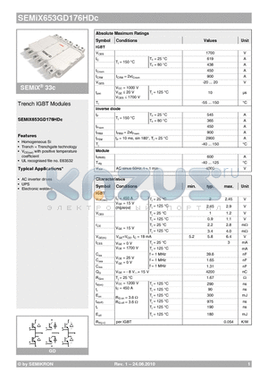 SEMIX653GD176HDC datasheet - Trench IGBT Modules