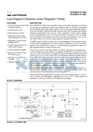 UCC28 datasheet - Low Dropout 3 Ampere Linear Regulator Family