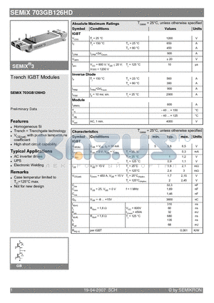 SEMIX703GB126HD datasheet - Trench IGBT Modules