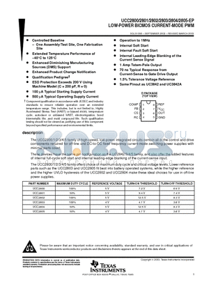 UCC2800QDREP datasheet - LOW-POWER BICMOS CURRENT-MODE PWM