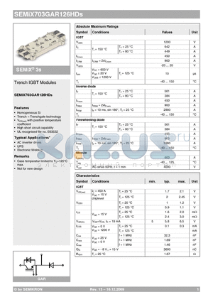 SEMIX703GAR126HDS_09 datasheet - Trench IGBT Modules