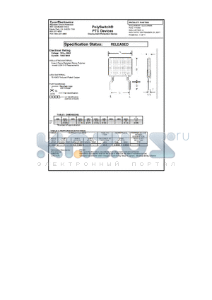RHE1500 datasheet - Poly Switch PTC DEVICES