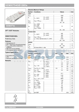SEMIX754GB128DS datasheet - SPT IGBT Modules