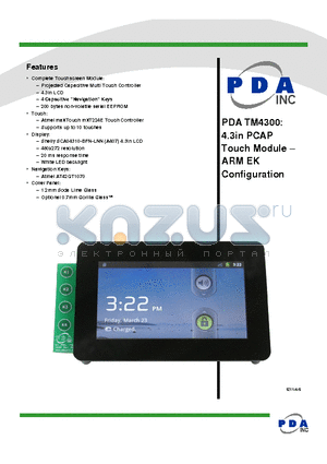 TM4300 datasheet - 4.3in PCAP Touch Module  ARM EK Configuration