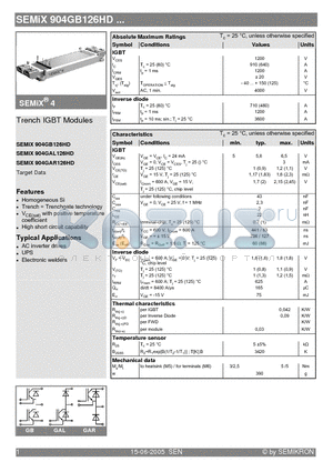 SEMIX904GAL126HD datasheet - Trench IGBT Modules