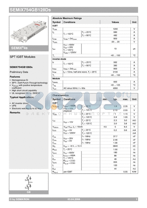 SEMIX754GB128DS_08 datasheet - SPT IGBT Modules