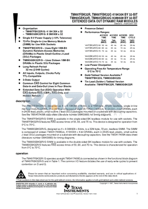 TM497FBK32G datasheet - EXTENDED DATA OUT DYNAMIC RAM MODULES