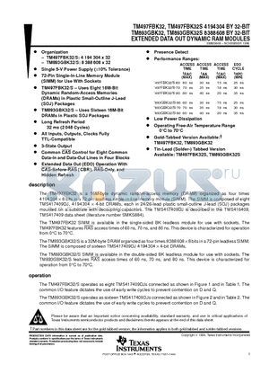 TM497FBK32S datasheet - EXTENDED DATA OUT DYNAMIC RAM MODULES