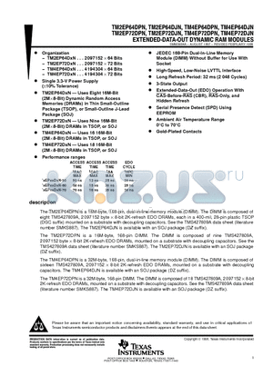 TM4EP72DJN datasheet - EXTENDED-DATA-OUT DYNAMIC RAM MODULES