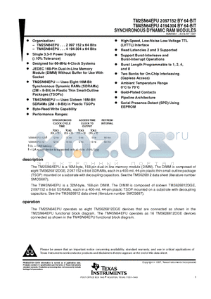 TM4SN64EPU datasheet - SYNCHRONOUS DYNAMIC RAM MODULES