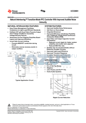 UCC28061 datasheet - Natural Interleaving Transition-Mode PFC Controller With Improved Audible Noise Immunity